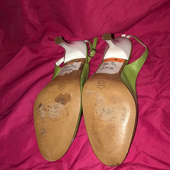 Mano Italian Lesther Lime/White slingbacks size 8 - Picture 2 of 4